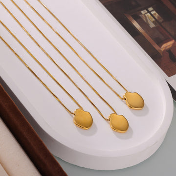 Gold Irregular Organic Disc Pendant Necklace Box Chain