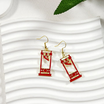 Red Guillotine Gothic Drop Earrings with Stainless Steel Ear Wires