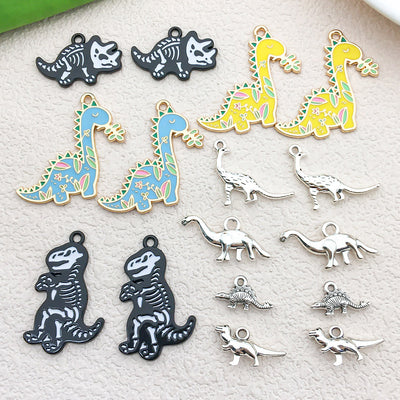 Colorful assorted shape charms arranged on a light background
