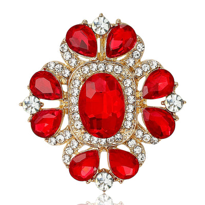 Oval Gem Small Floral Cluster Brooch isolated front view