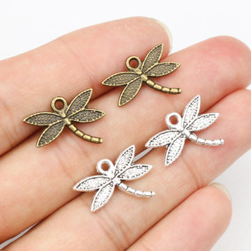 Dragonfly Connector Charms in Two Antique Metal Finishes