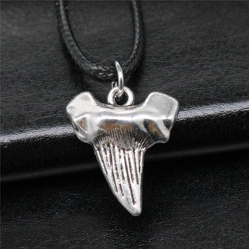 Shark Tooth Cord Necklace in Detailed Metal Finishes for Jewelry Making