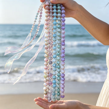 Five Color Mixed Flat Bead Necklaces With Carabiner Clasps