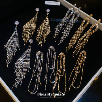 Gold and Silver Tone Chain Fringe Stud Earrings in Six Styles