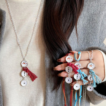 Snowman Tassel Cord Necklace - One Style Polished Decorative Design
