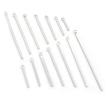 Silver-Tone Double-Loop Straight Bar Jewelry Connectors