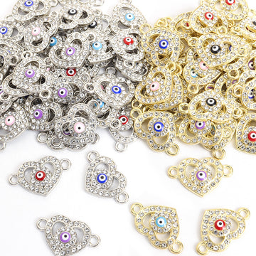 Crystal Hamsa Evil Eye Charms in Six Colors and Two Metal Tones