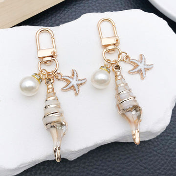 Gold Tone Conch Scallop Starfish and Pearl-Look Clasp Charms for Accessory Making