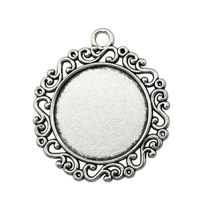 Scroll border pendant setting front view on a white background