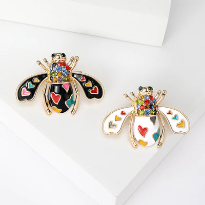 Playing Card Enamel Bee Brooch isolated front view