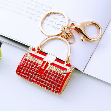 Crystal Striped Mini Handbag Keychains in Three Colors plus Assorted