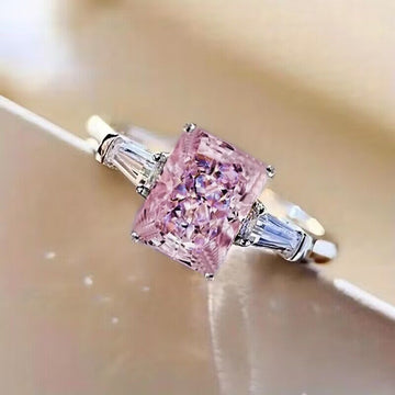 Rectangular Three-Stone Ring In Five Center Stone Colors