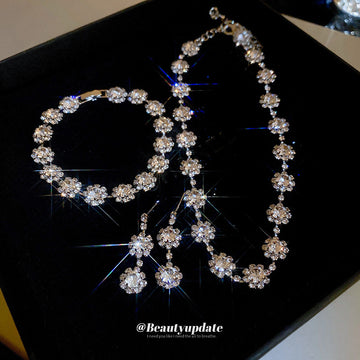 Two Mixed Silver Tone Crystal Necklace And Earring Set Designs