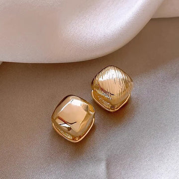 Rounded Square Huggie Earrings in Gold and Silver Tones