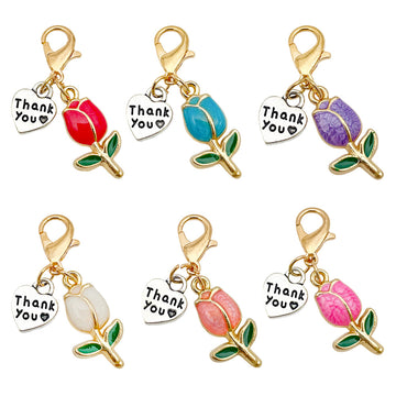 Tulip Charm Keychains in 6 Pictured Variations for Bags and Keys