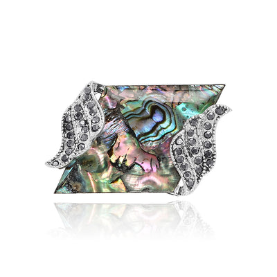 Abalone Shell Geometric Brooch front view
