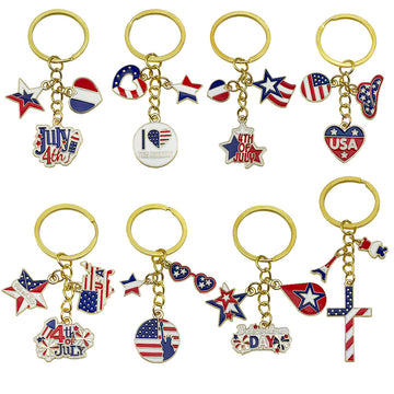 Patriotic USA Charm Keychains in Twelve Pictured Designs