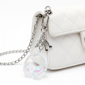 Clear White Headphone and Music Note Clip Keychain Eight-Color Collection