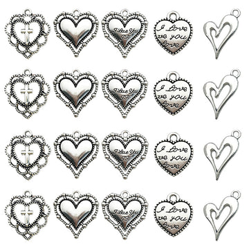 Antique Silver Heart Metal Beads with 10 Listed Options