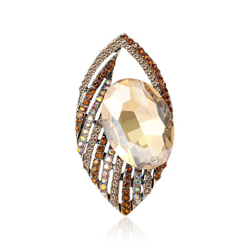 Jeweled Eye Brooch in Metal with Layered Crystal Eye with a Large Faceted Center