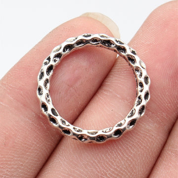Multi Size Hammered Round Connector Ring Metal Jewelry Making Component