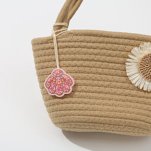 Pink Seed Bead And Pearl Seashell Charm Pendant For Bags