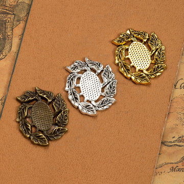 Leaf Wreath Oval Cabochon Settings in Three Finishes