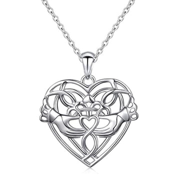 Silver Tone Openwork Double Heart Pendant Necklace