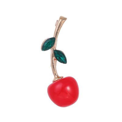Front product view of an enamel cherry brooch