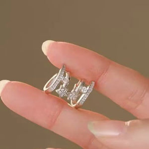 Crystal Starburst Huggie Hoop Earrings Fashion Jewelry