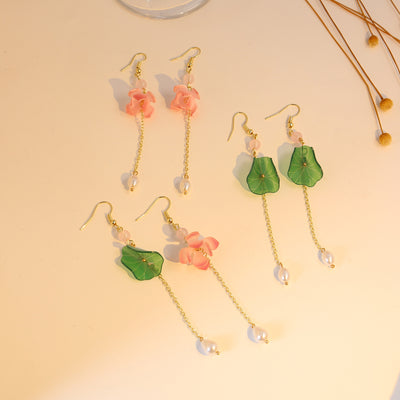 Primary supplied view of lotus leaf chain earrings