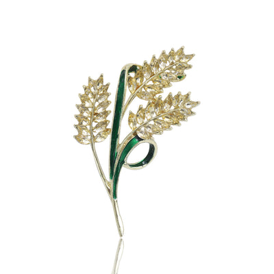 Golden Wheat Brooch front view on a plain background