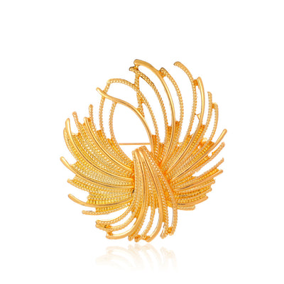 Front product view of the flower brooch pin in gold