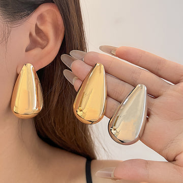 Gold and Silver Mirror Teardrop Statement Stud Earrings