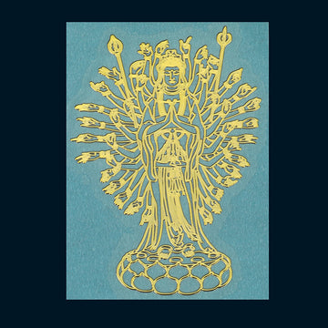 Gold-Tone Metal Buddhist Deity Figure Cutout Decoration