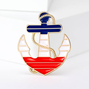 Anchor Sailboat Brooch A Gold-Tone Anchor Framing A Red, White And Blue Enamel Sailboat