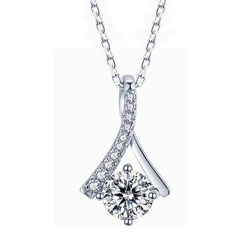Silver Y Shape Cubic Zirconia Pendant Necklace Alloy