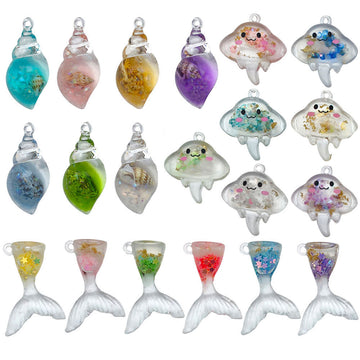 Multicolor Seashell and Mermaid Tail Shell Charms with 7 Listed Options