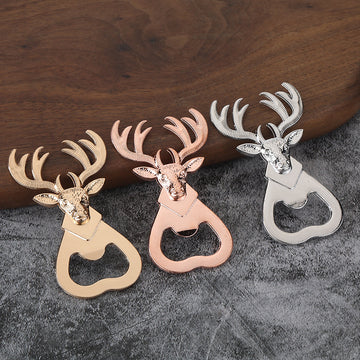 Sculpted Deer Head Metal Bottle Openers in Three Finishes