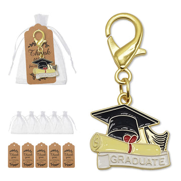 Graduate Cap Diploma Banner Enamel Lobster Clasp Charm