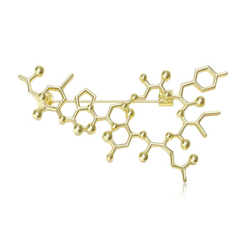 Molecular Structure Brooch In Smooth Gold And Silver Tones