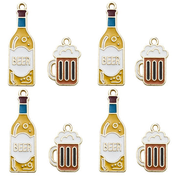 Colorful Wine Glass and Wine Bottle Metal Charms with 2 Listed Options