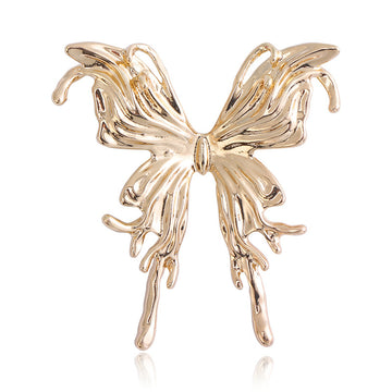 Polished Metal Butterfly Brooch Fluid Wing Accent Pin