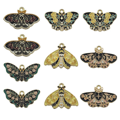 Colorful butterfly charms arranged on a light background