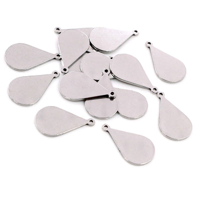 Polished Stainless Steel Teardrop Pendants with Top Holes — grouped product view