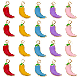 Enamel Chili Pepper Charms in Zinc Alloy, 39 Shape and Color Choices