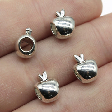 Antique Silver Apple Bead With Large Stringing Hole