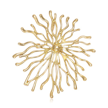 Radiating Sunburst Brooch In Four Metal Tone Designs