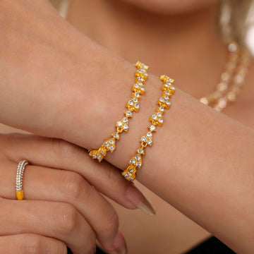 Triangle Cluster Zircon Stainless Steel Bracelets Gold Steel