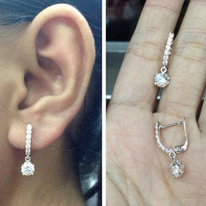Single Crystal Drop Huggie Hoop Earrings in Two Metal Tones